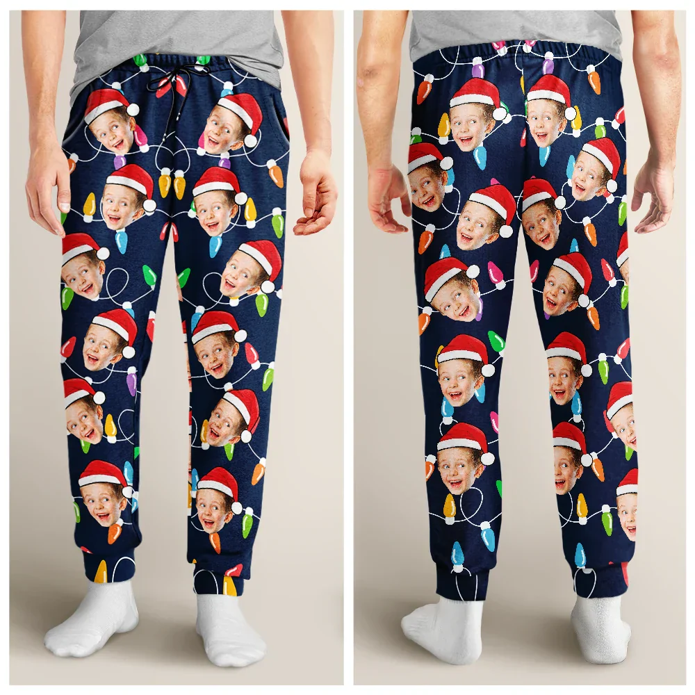 Custom Photo Funny Family Face - Personalized Pajama Pants - Image 5