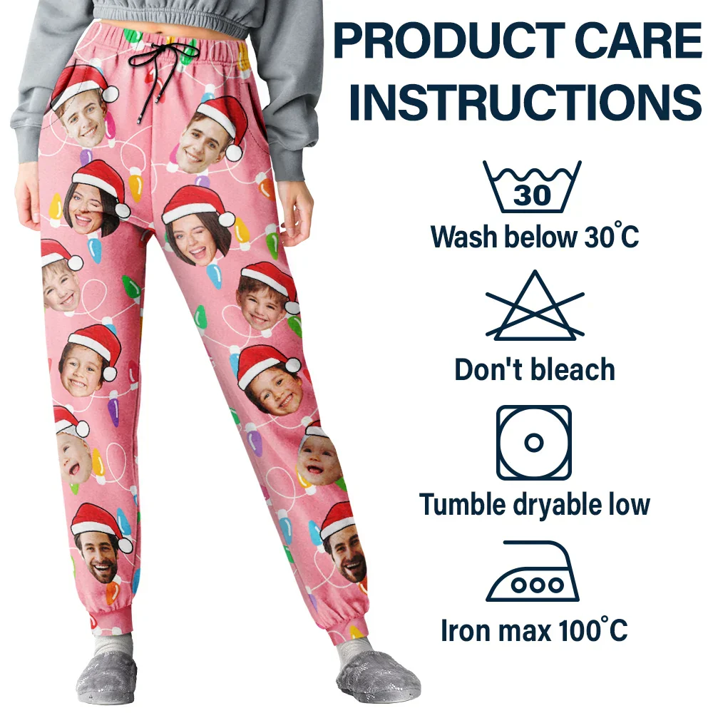Custom Photo Funny Family Face - Personalized Pajama Pants - Image 6