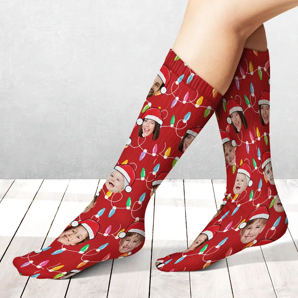 Custom Photo Funny Family Face - Personalized Socks - Image 3