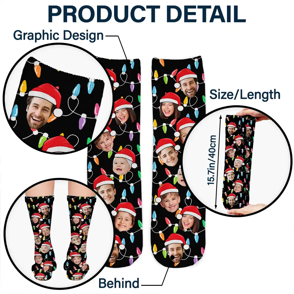 Custom Photo Funny Family Face - Personalized Socks - Image 6