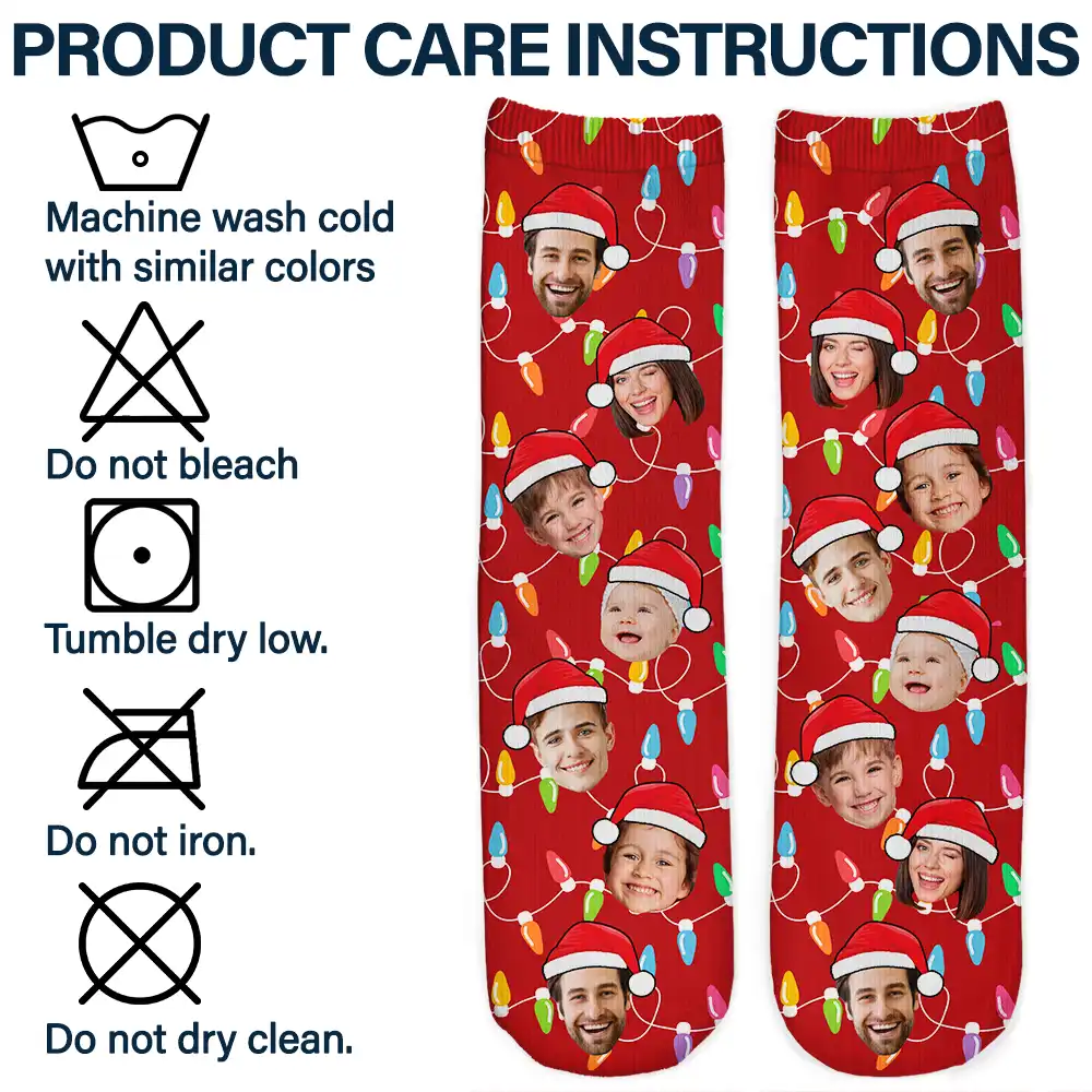 Custom Photo Funny Family Face - Personalized Socks - Image 7