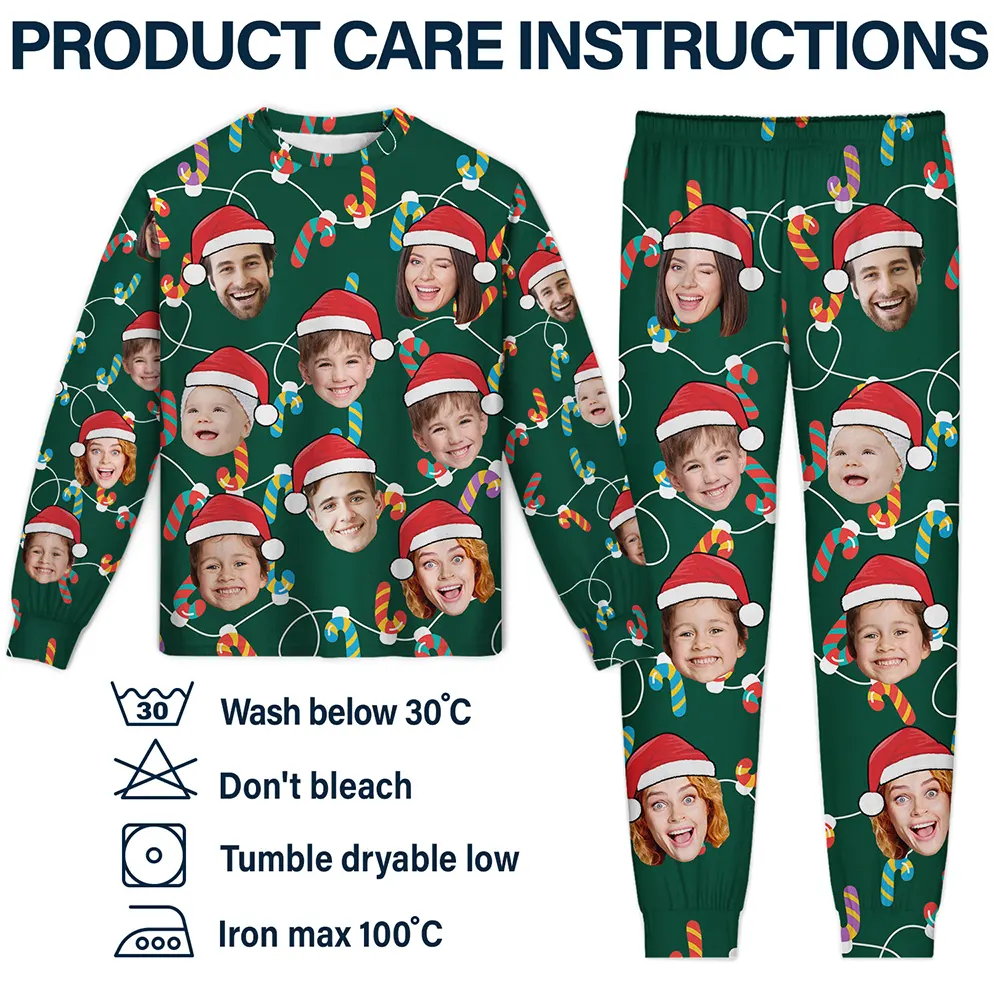 Custom Photo Funny Family Face - Personalized Unisex Pajamas Set - Image 7