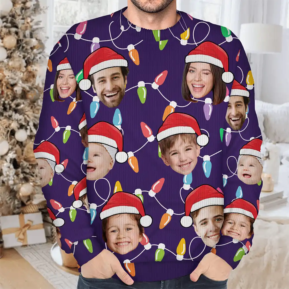 Custom Photo Funny Family Face - Personalized Unisex Ugly Sweater - Image 5