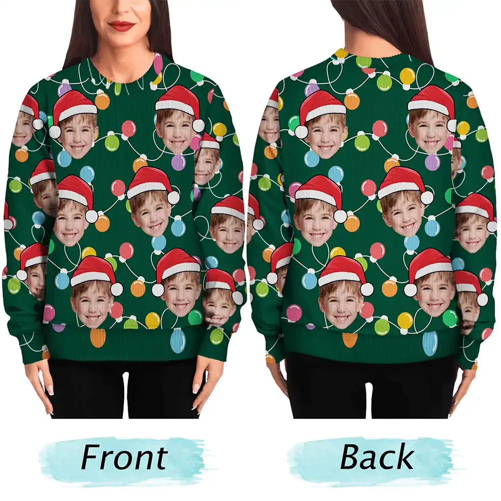 Custom Photo Funny Family Face - Personalized Unisex Ugly Sweater - Image 6