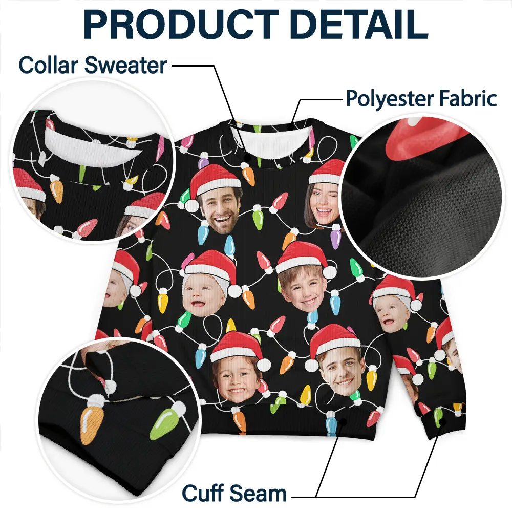 Custom Photo Funny Family Face - Personalized Unisex Ugly Sweater - Image 7