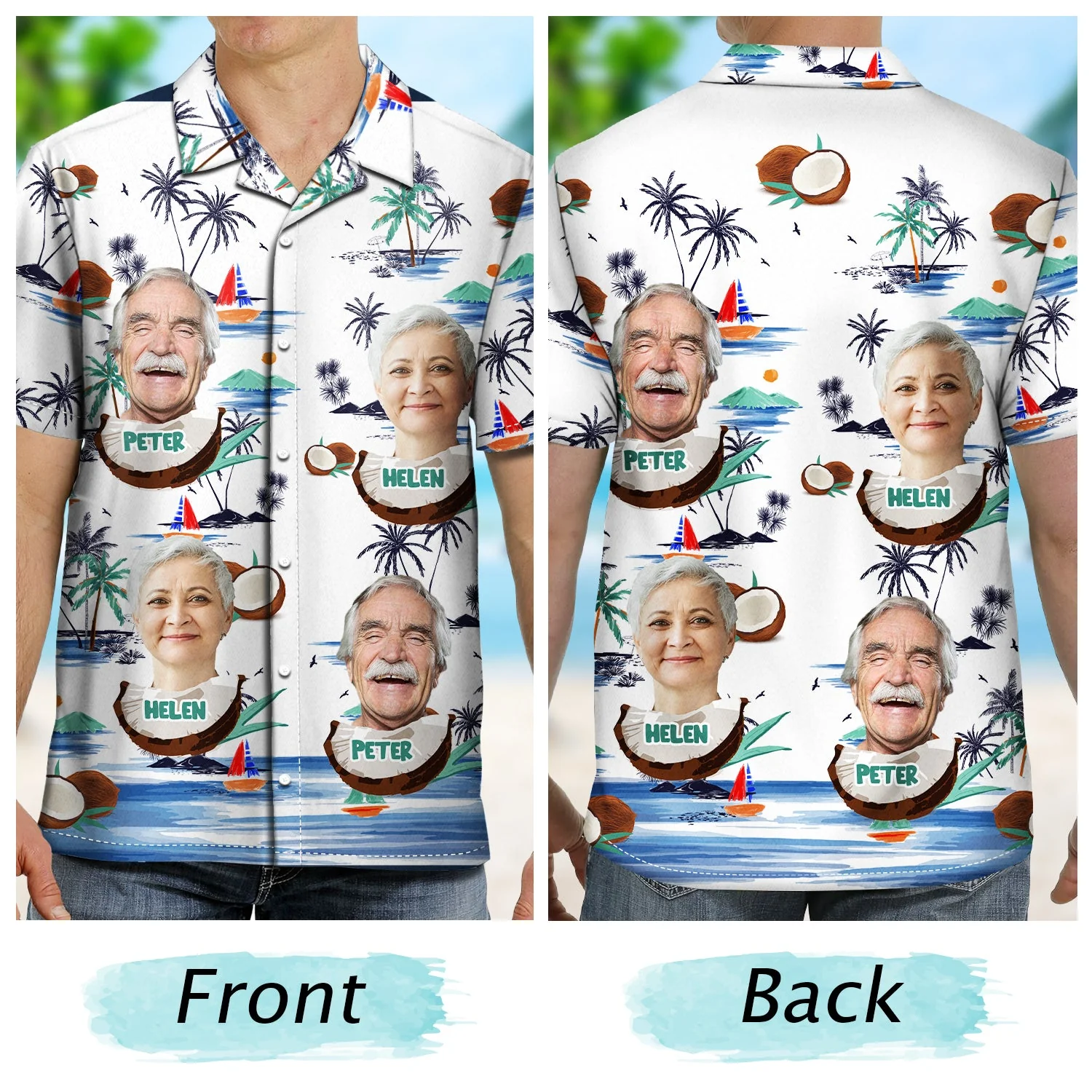 Custom Photo Funny Family Face Vacation - Birthday, Loving Gift For Husband, Wife, Couples, Dad, Mom - Personalized Custom Hawaiian Shirt - Image 2