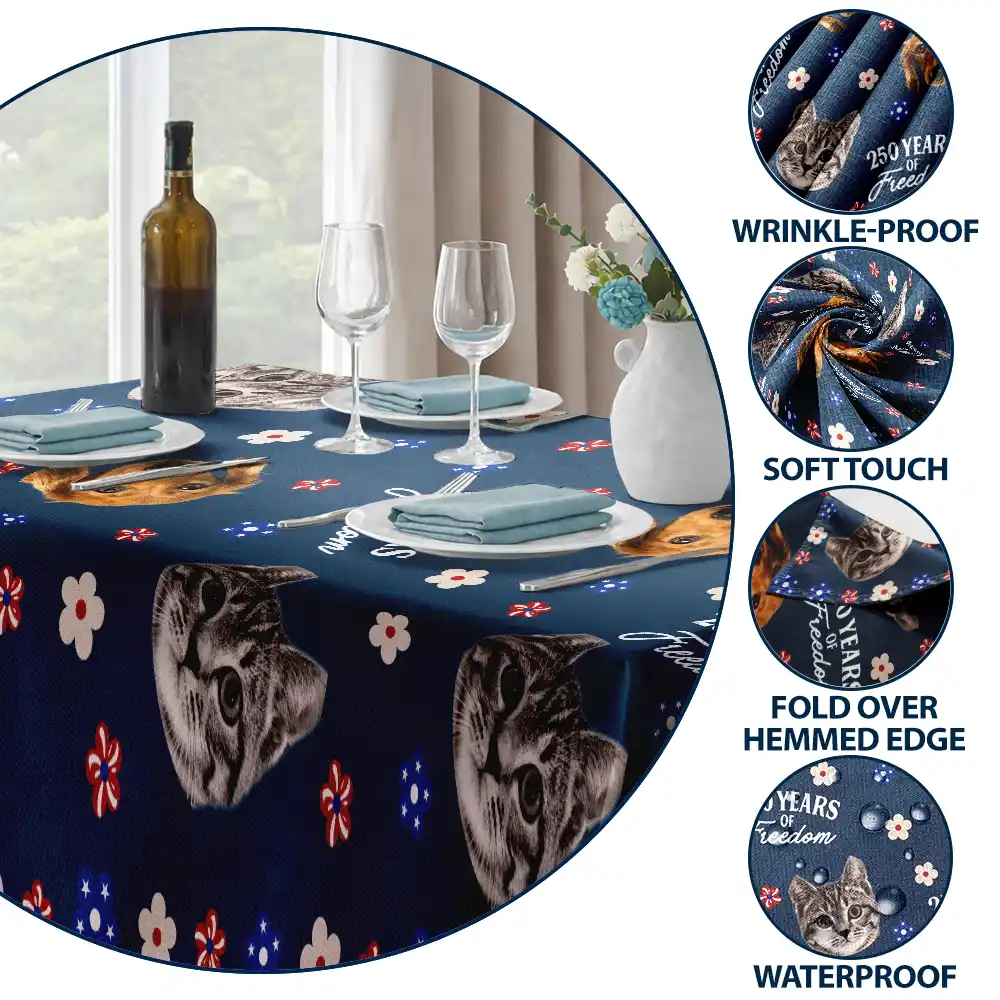 Custom Photo Funny Family Pet 250 Years Of Freedom - Personalized Tablecloth - Image 5