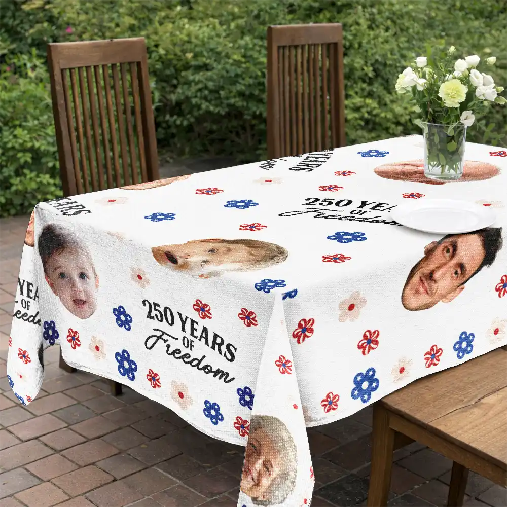 Custom Photo Funny Family Pet 250 Years Of Freedom - Personalized Tablecloth - Image 6