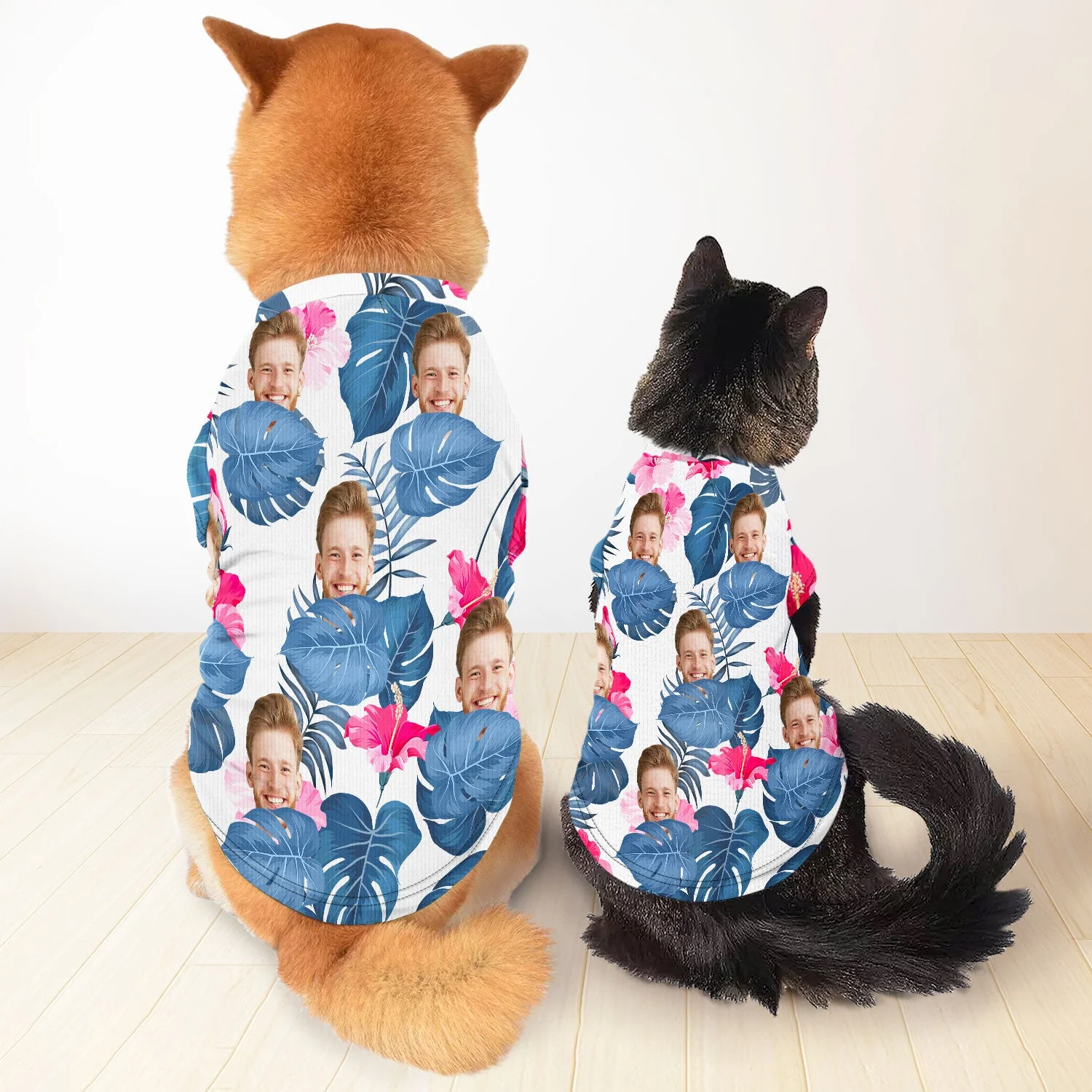Custom Photo Funny Family Pet Dad Face - Tropical Style - Personalized Pet Shirt - Image 4