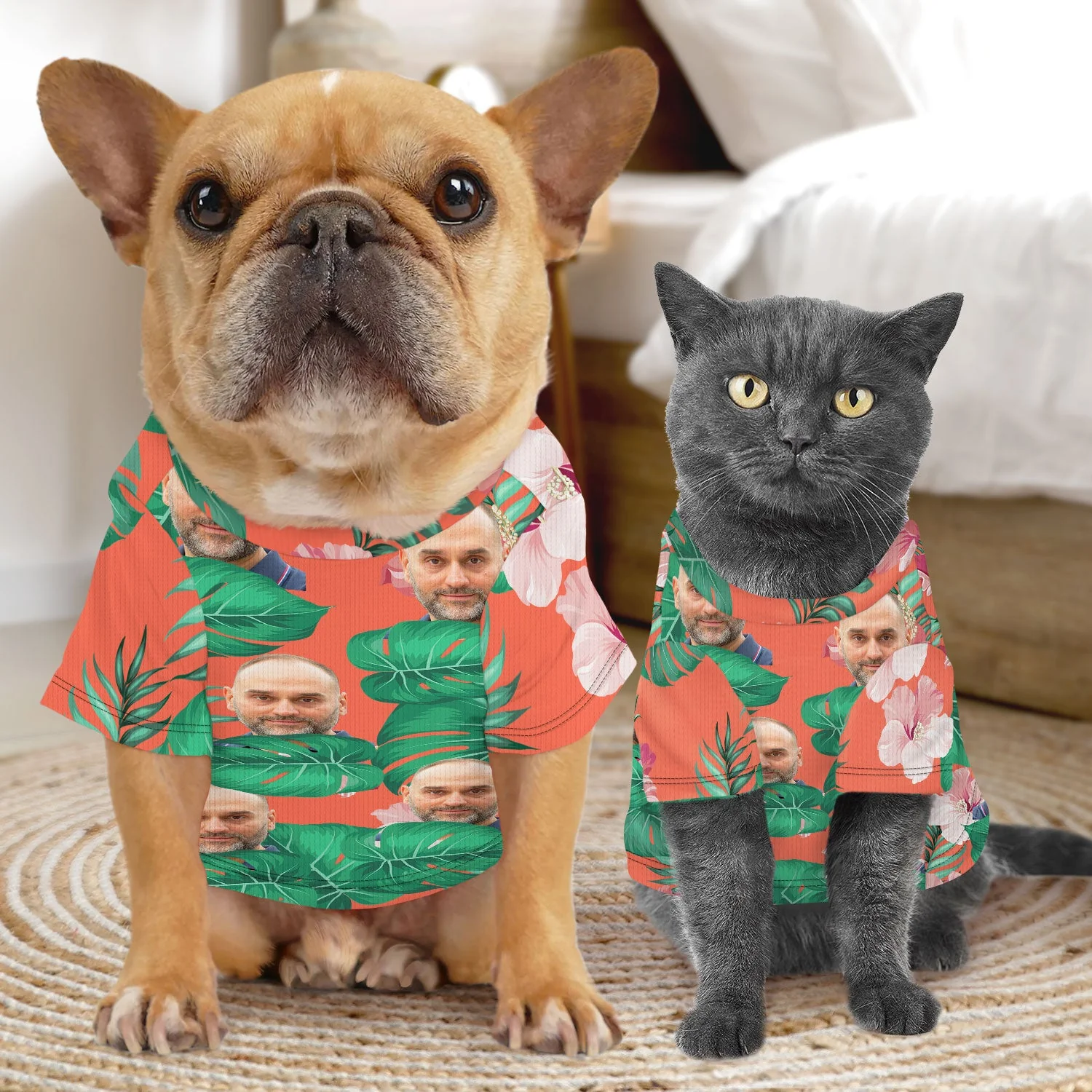 Custom Photo Funny Family Pet Dad Face - Tropical Style - Personalized Pet Shirt - Image 6