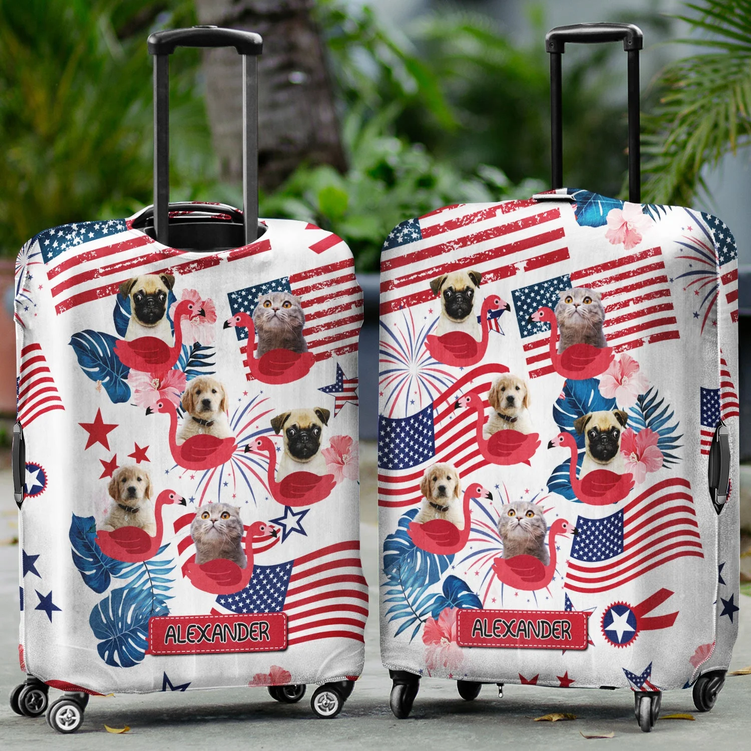 Custom Photo Funny Family Pet Face - Gift For Couple, Best Friends, Siblings, Dog And Cat Lovers - Personalized Custom Luggage Cover - Image 2