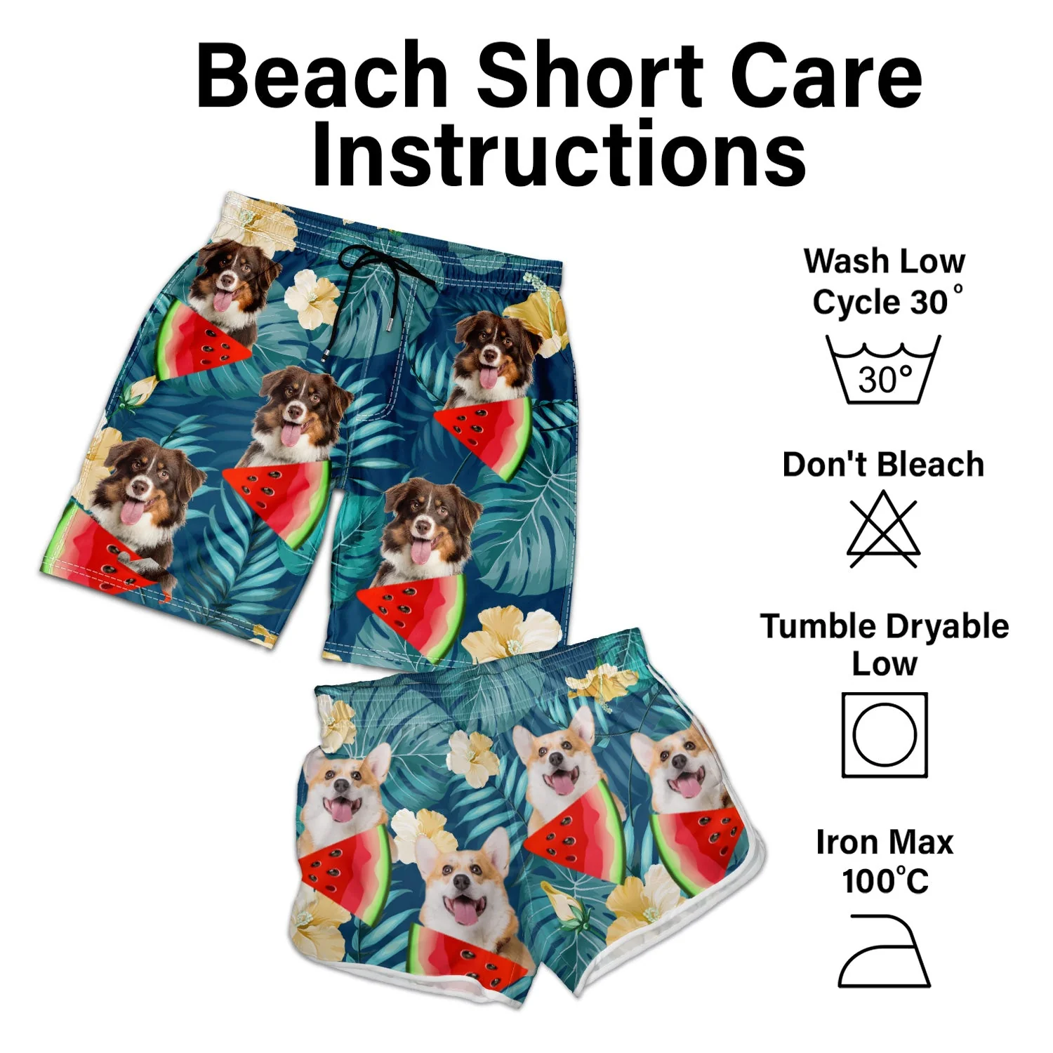 Custom Photo Funny Family Pet Face - Gift For Couples, Dog And Cat Lovers - Personalized Custom Couple Beach Shorts - Image 8