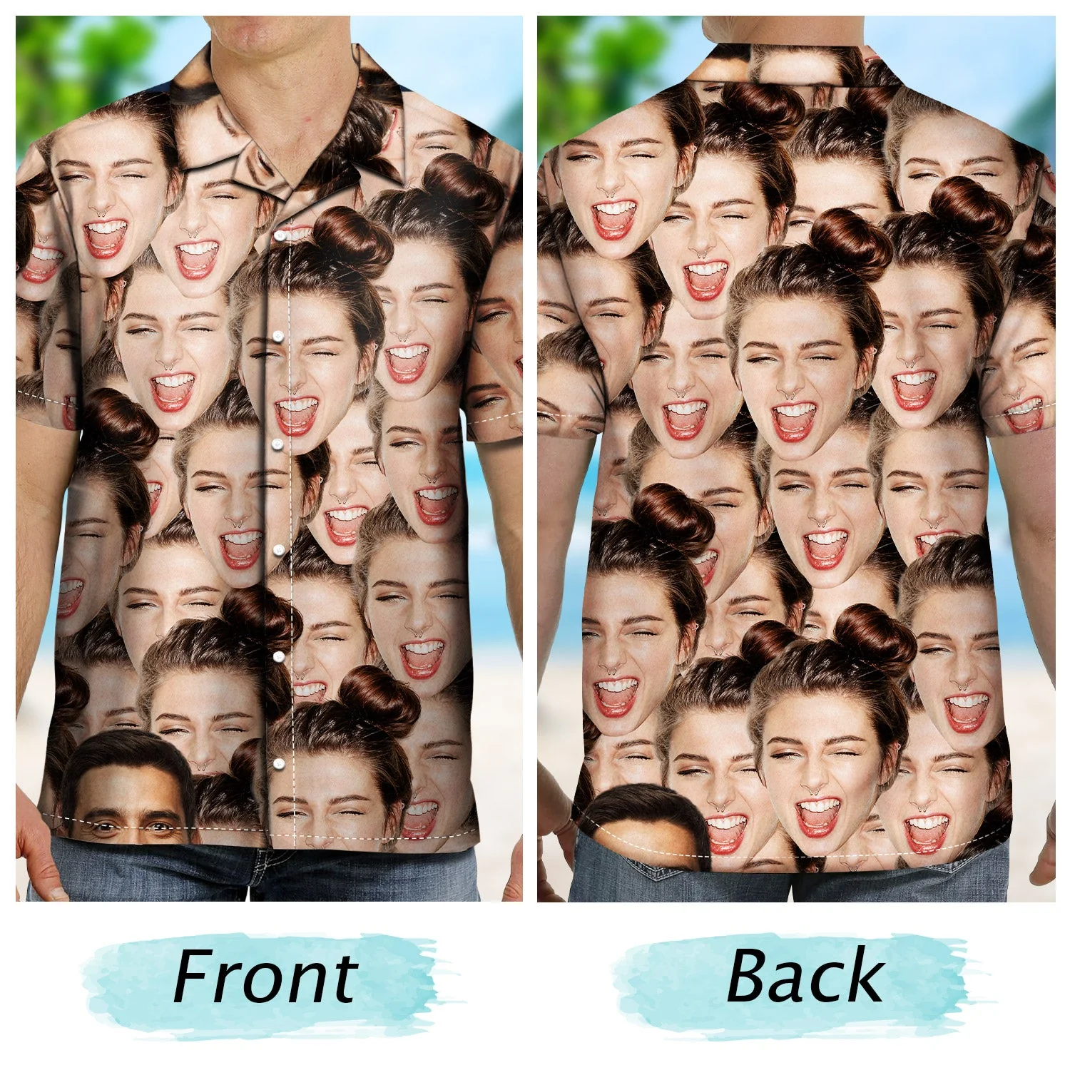 Custom Photo Funny Family Pet Face Pattern - Gift For Men, Dog And Cat Lovers, Family - Personalized Hawaiian Shirt - Image 5