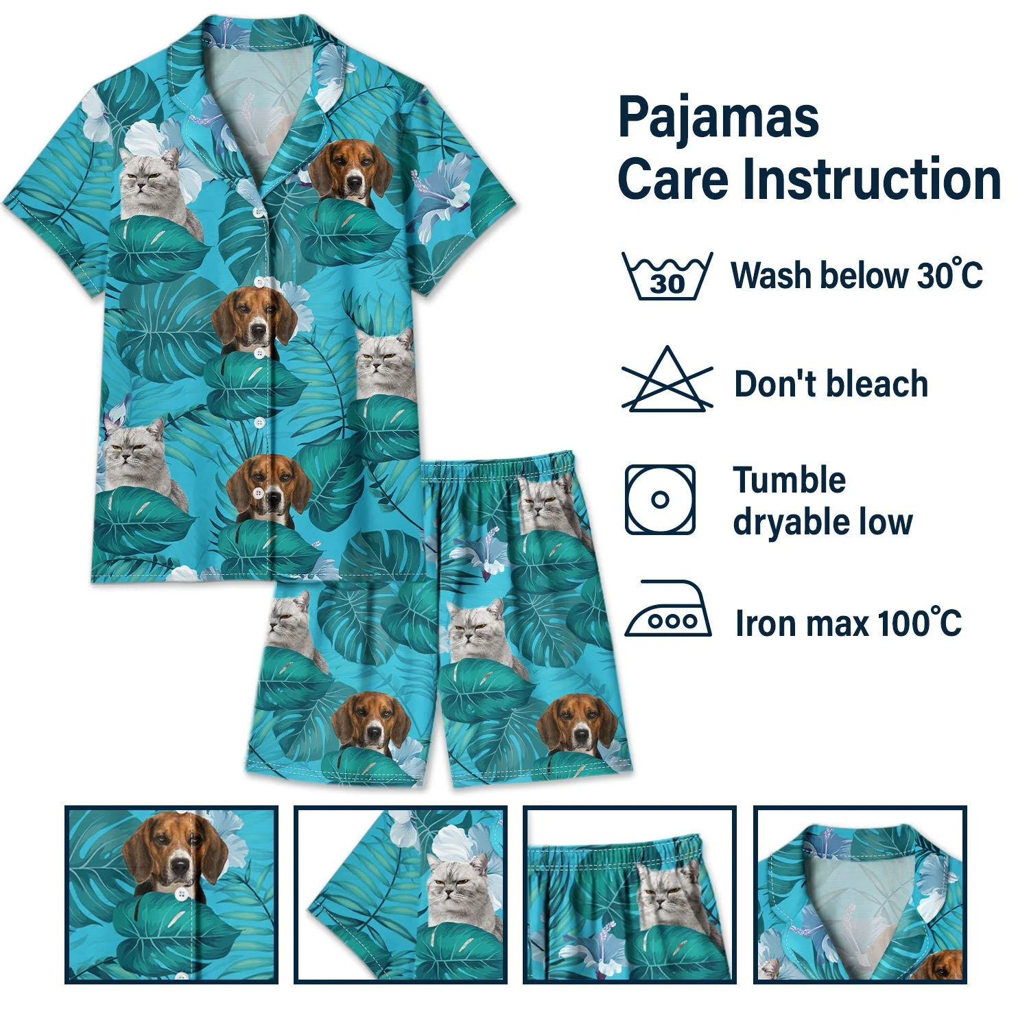 Custom Photo Funny Family Pet Face Summer Vibe - Vacation, Birthday Gift For Family, Husband, Wife, Parents, Mom, Dad - Personalized Short Pajamas Set - Image 8