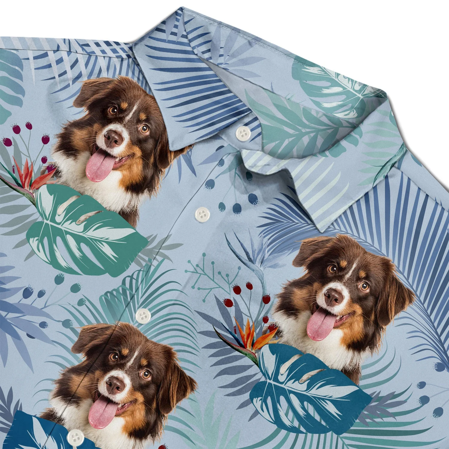 Custom Photo Funny Family Pet Face Tropical Leaf - Gift For Men, Dog And Cat Lovers - Personalized Custom Hawaiian Shirt - Image 4