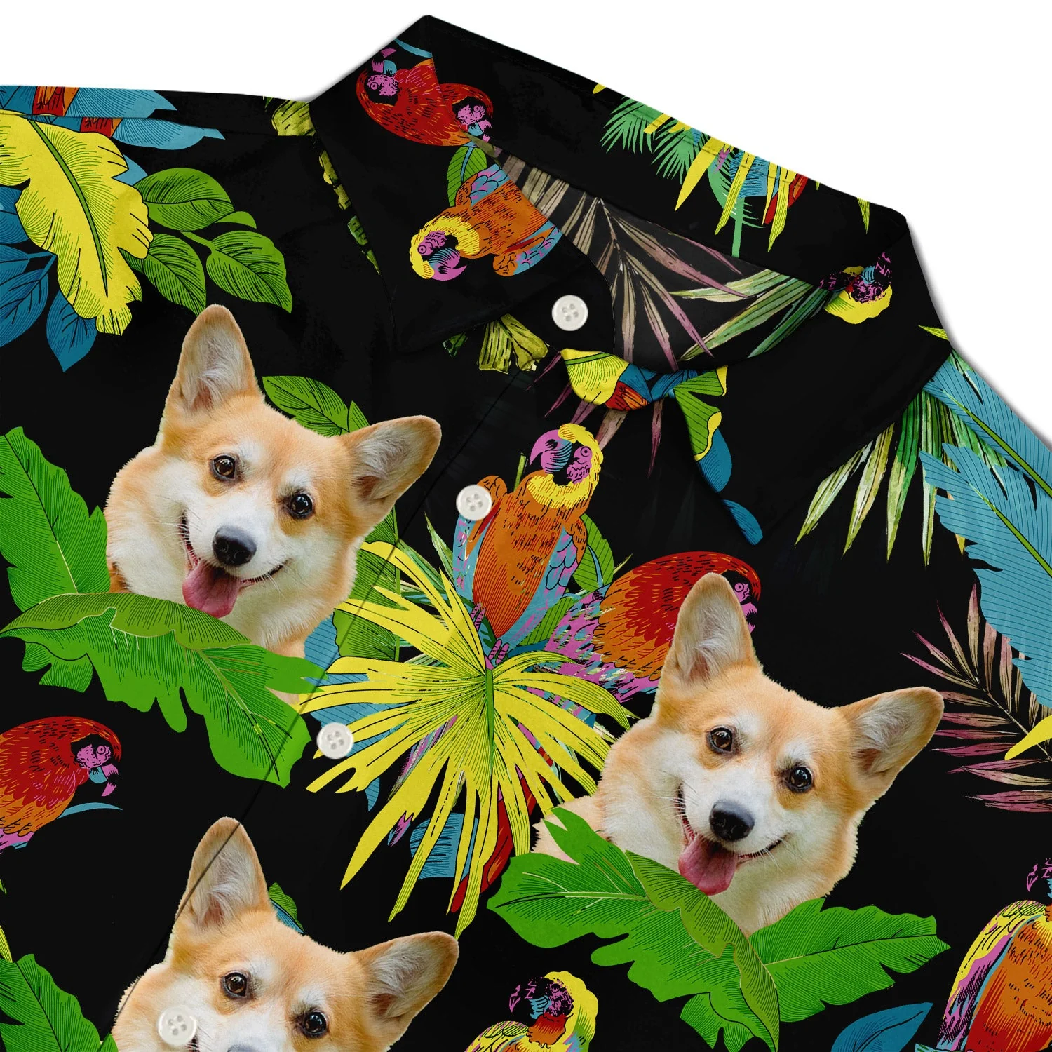 Custom Photo Funny Family Pet Face Tropical Parrots - Gift For Pet Lovers, Dog Lovers, Cat Lovers - Personalized Hawaiian Shirt - Image 4