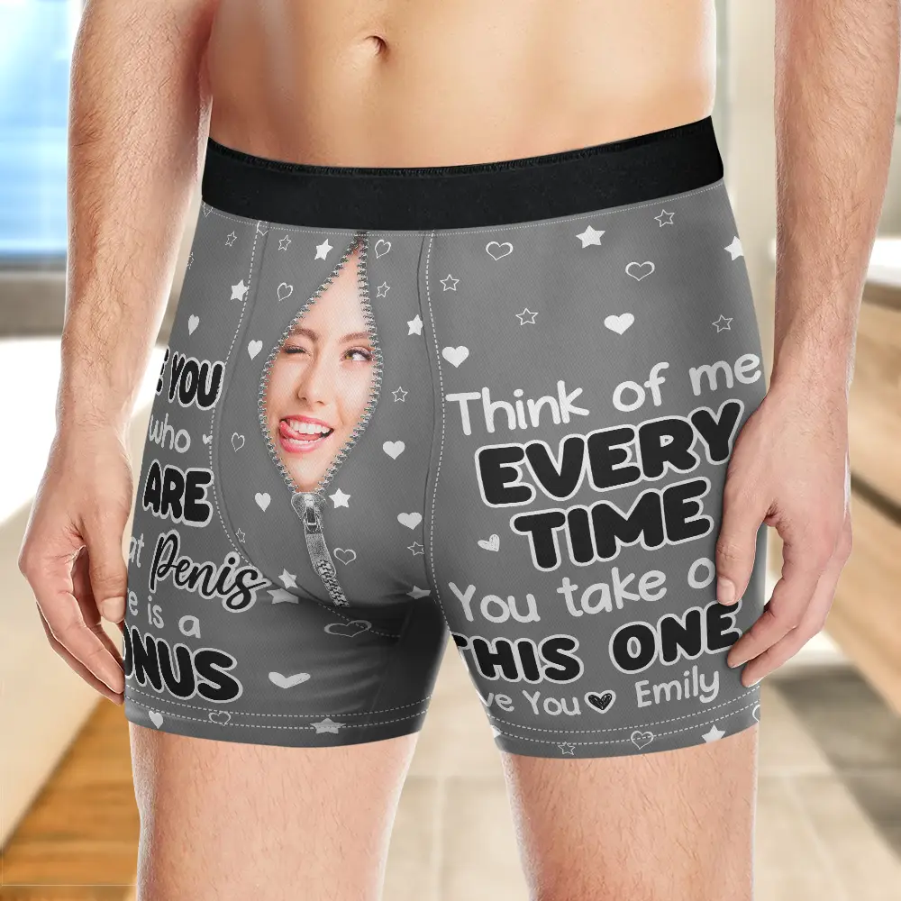 Custom Photo Funny Girlfriend Wife Face I Love You For Who You Are - Personalized Men's Boxer Briefs - Image 4