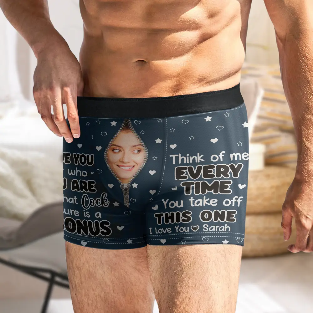 Custom Photo Funny Girlfriend Wife Face I Love You For Who You Are - Personalized Men's Boxer Briefs - Image 5