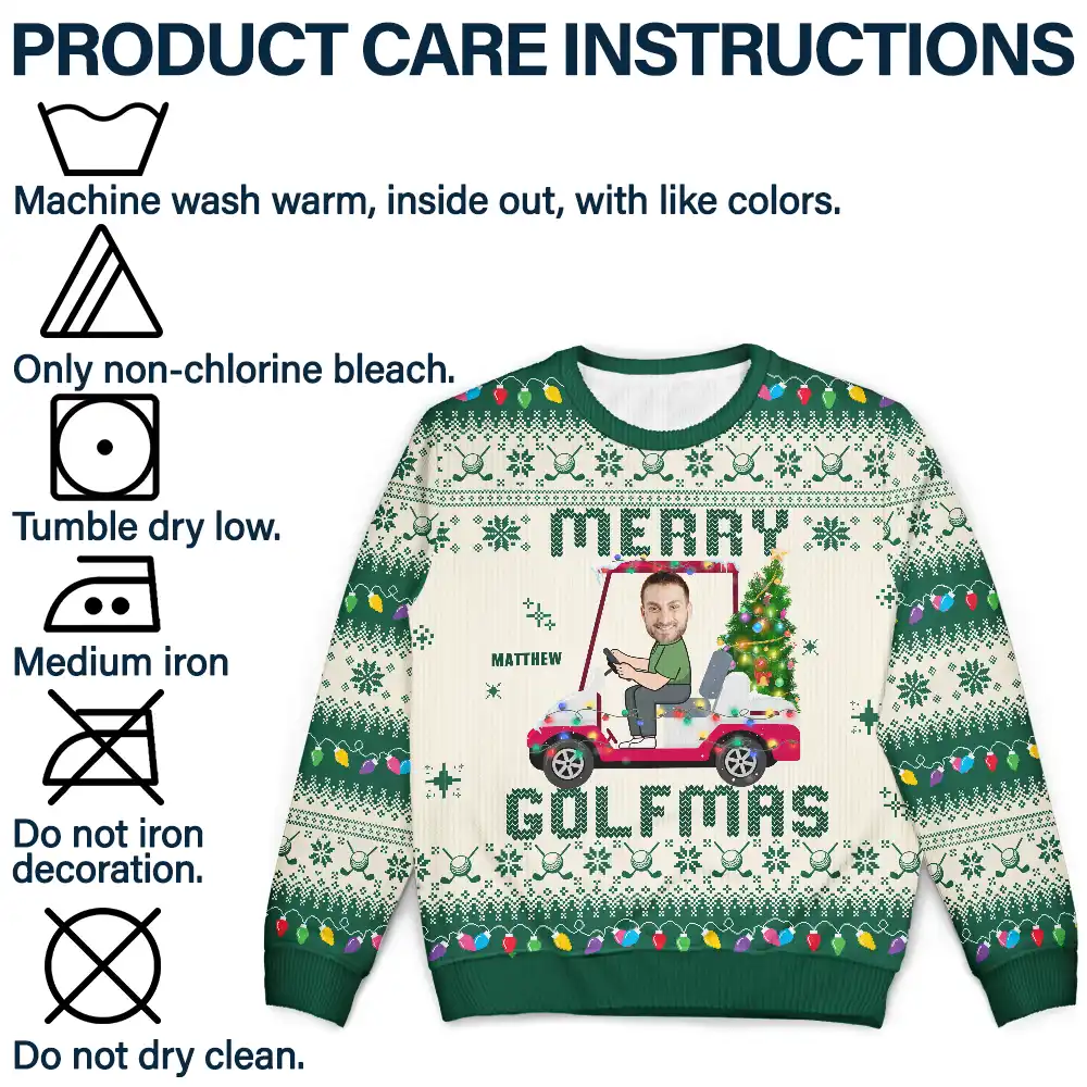 Custom Photo Funny Golf Lover Merry Golfmas - Personalized Unisex Ugly Sweater - Image 8