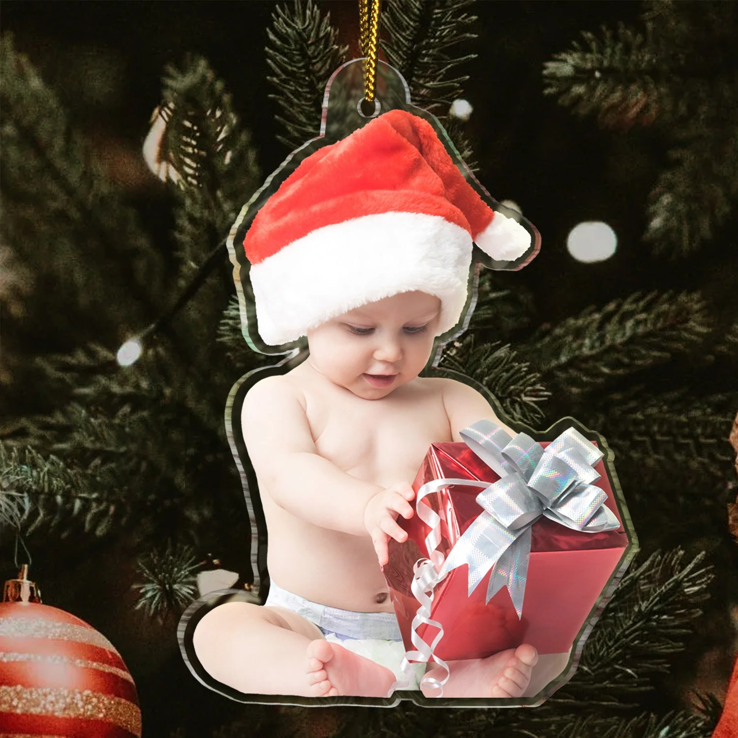 Custom Photo Funny Grandkids - Christmas Gift For Grandma, Grandpa, Grandparents - Personalized Acrylic Photo Ornament - Image 3