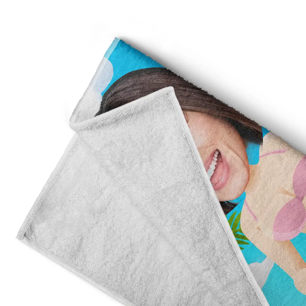Custom Photo Funny Hot Couple - Personalized Beach Towel - Image 5