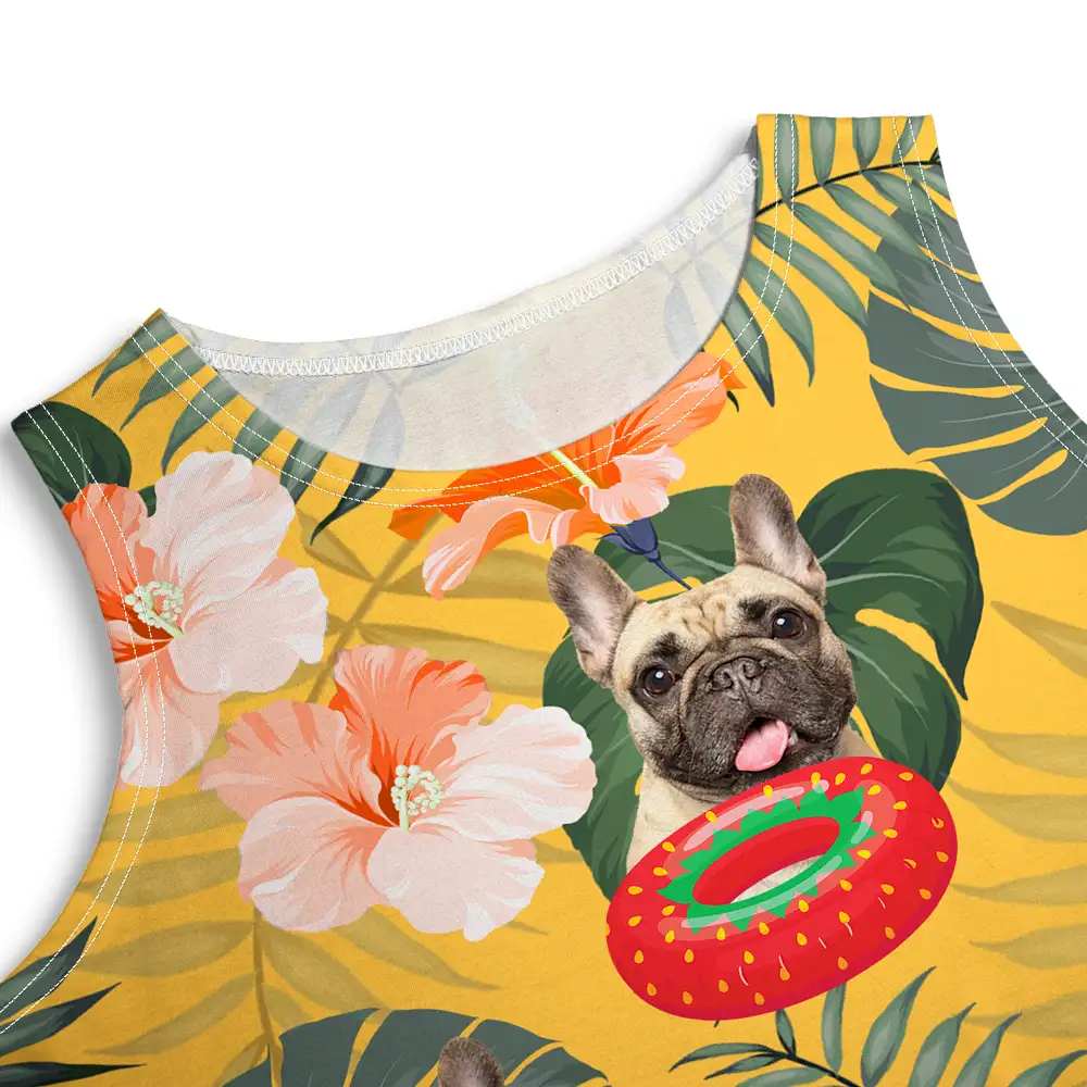 Custom Photo Funny Human Pet Face - Personalized Sleeveless Tank Dress - Image 6
