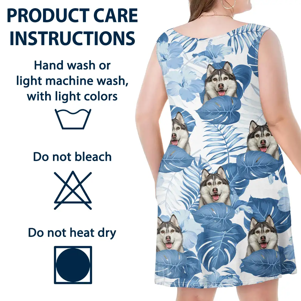 Custom Photo Funny Human Pet Face - Personalized Sleeveless Tank Dress - Image 7