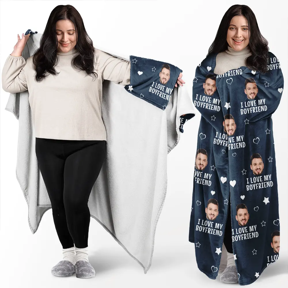 Custom Photo Funny I Love My Husband - Personalized Wearable Blanket - Image 3