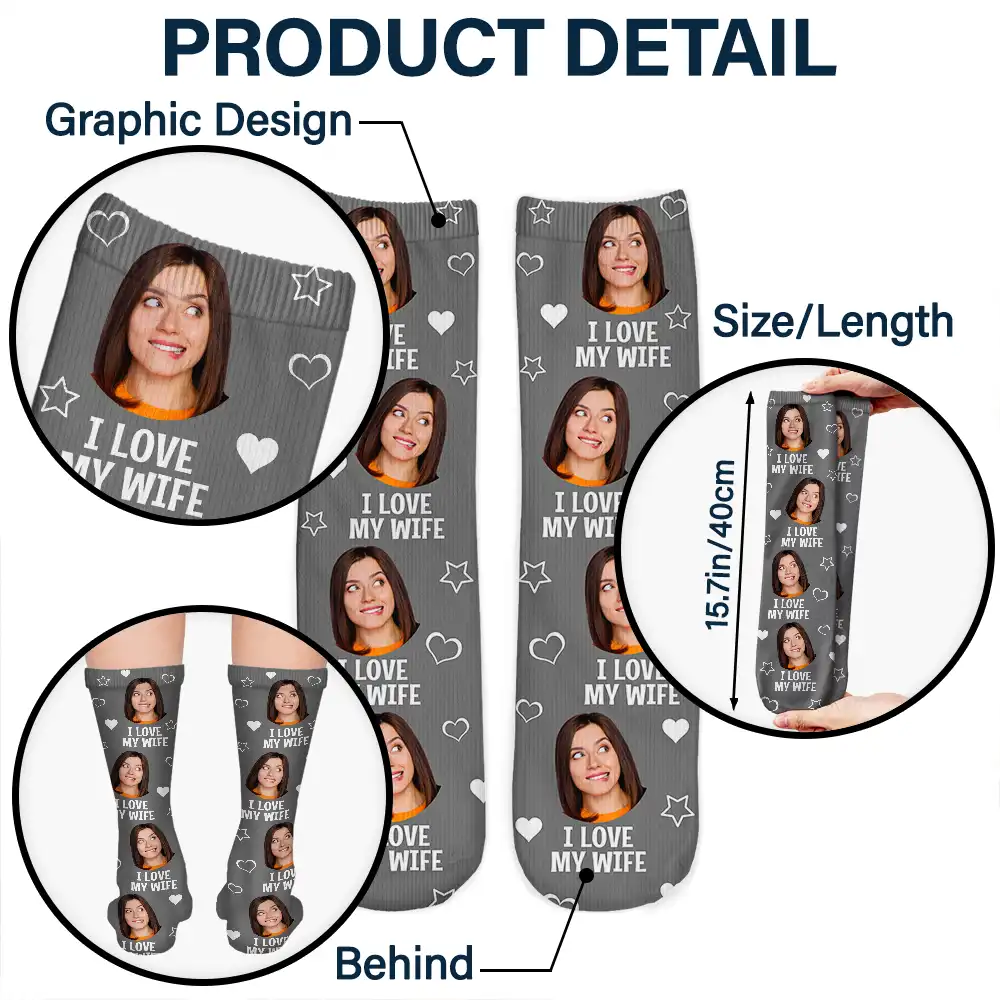 Custom Photo Funny I Love My Lover Couple - Personalized Socks - Image 6