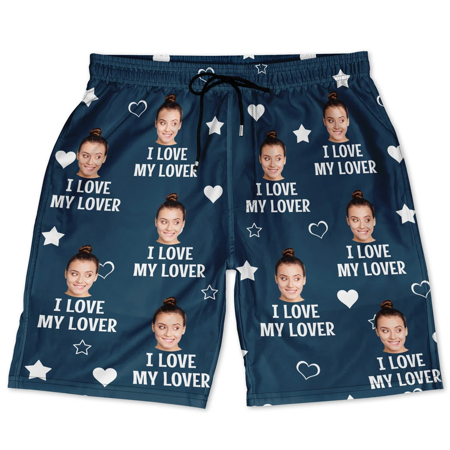 Custom Photo Funny I Love My Lover - Gift For Couples, Husband & Wife - Personalized Couple Beach Shorts - Image 4