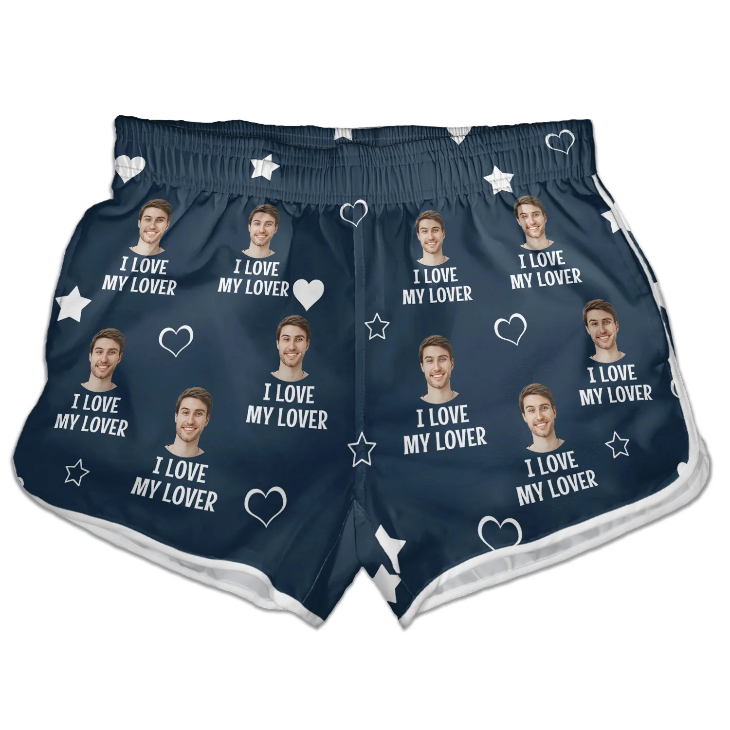 Custom Photo Funny I Love My Lover - Gift For Couples, Husband & Wife - Personalized Couple Beach Shorts - Image 5
