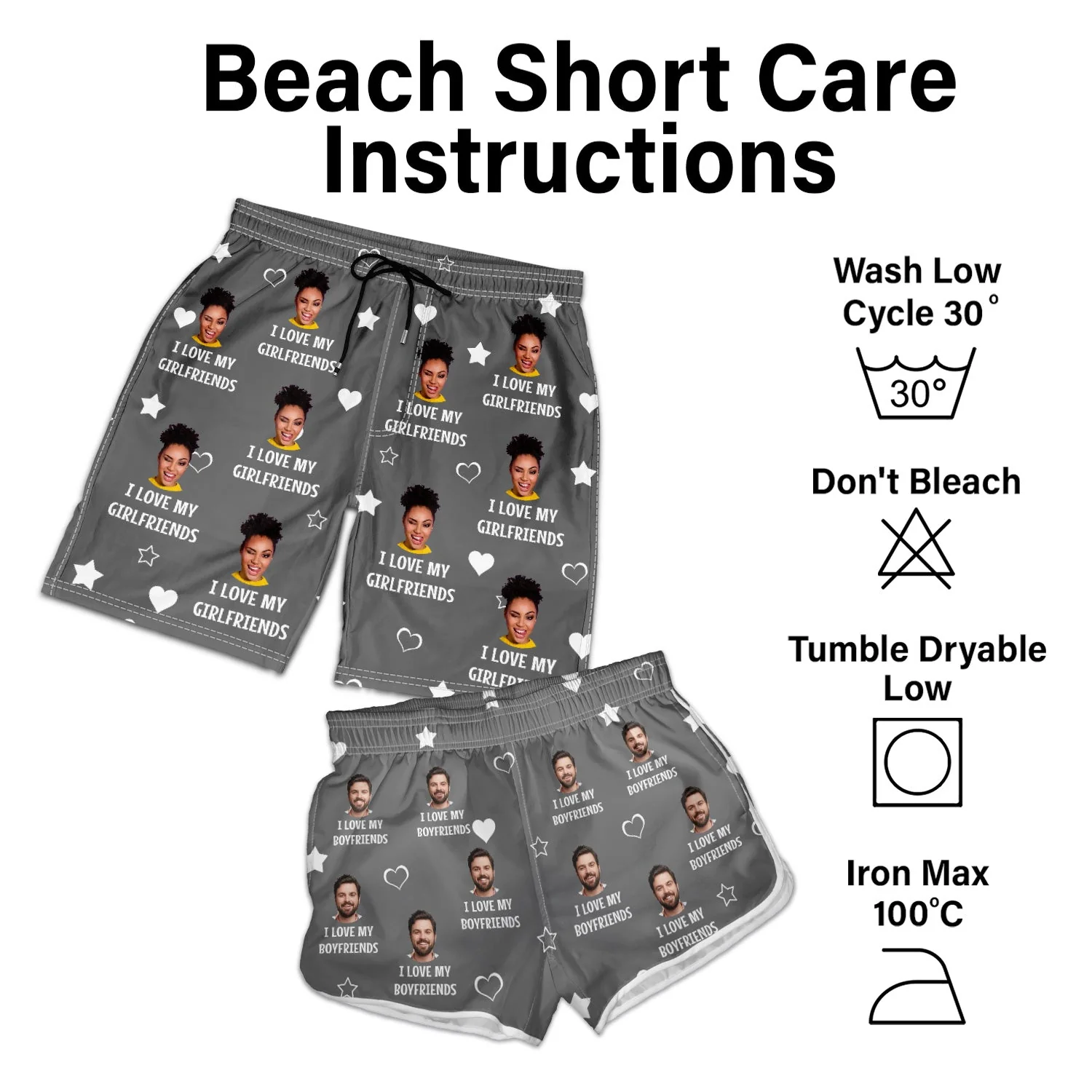 Custom Photo Funny I Love My Lover - Gift For Couples, Husband & Wife - Personalized Couple Beach Shorts - Image 8