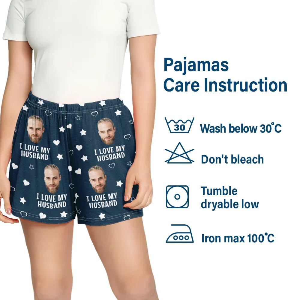 Custom Photo Funny I Love My Lover - Personalized Pajama Shorts - Image 7