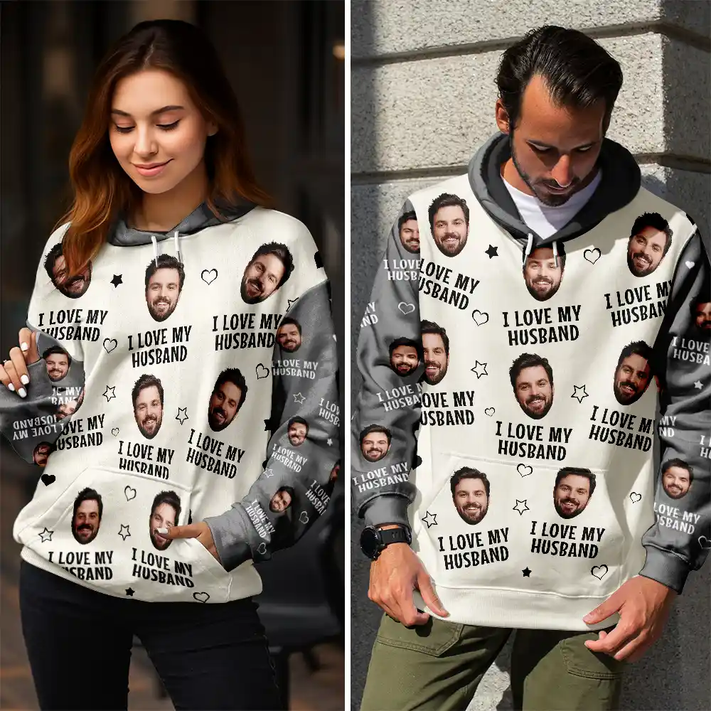 Custom Photo Funny I Love My Lover Wife Husband Couple - Personalized Pullover Hoodie - Image 4