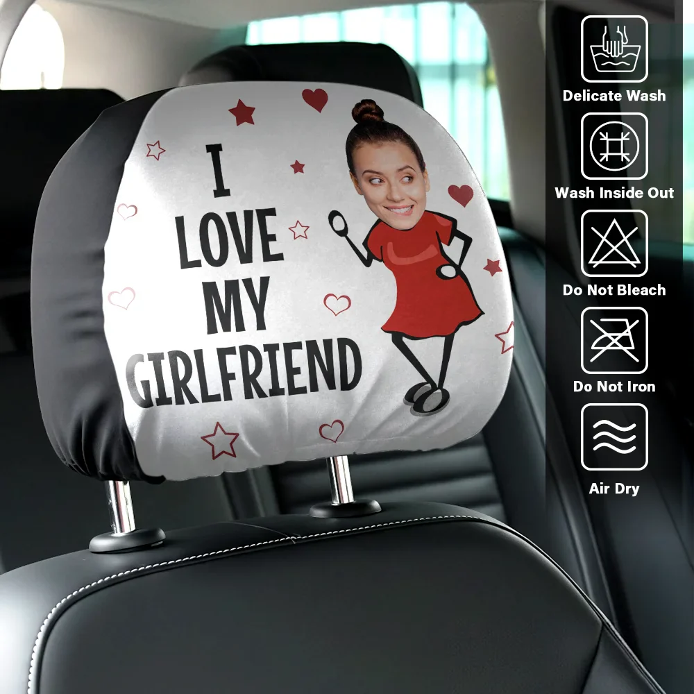 Custom Photo Funny I Love My Wife Husband - Personalized Car Headrest Covers - Image 7
