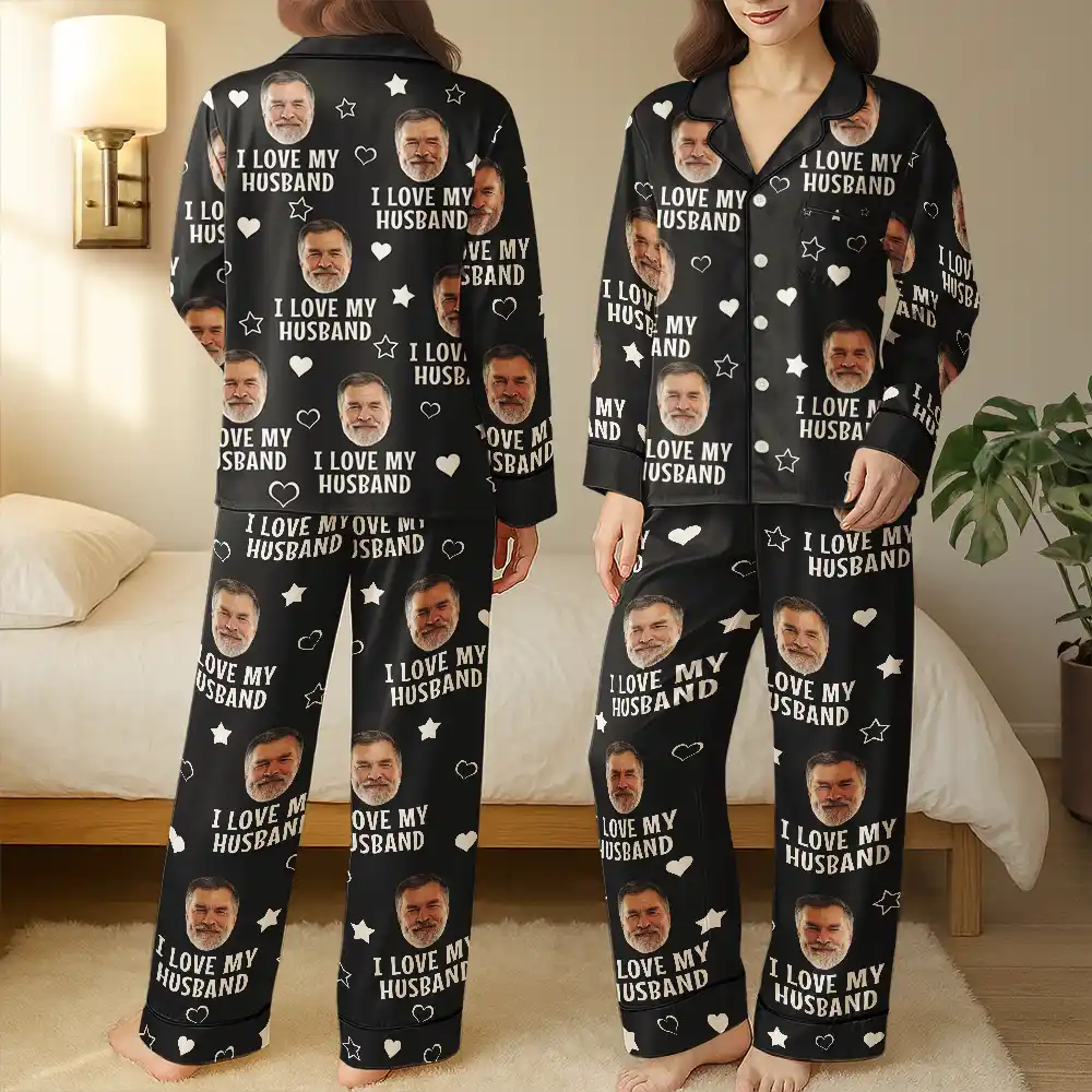 Custom Photo Funny I Love My Wife Husband - Personalized Satin Pajama Set - Image 4