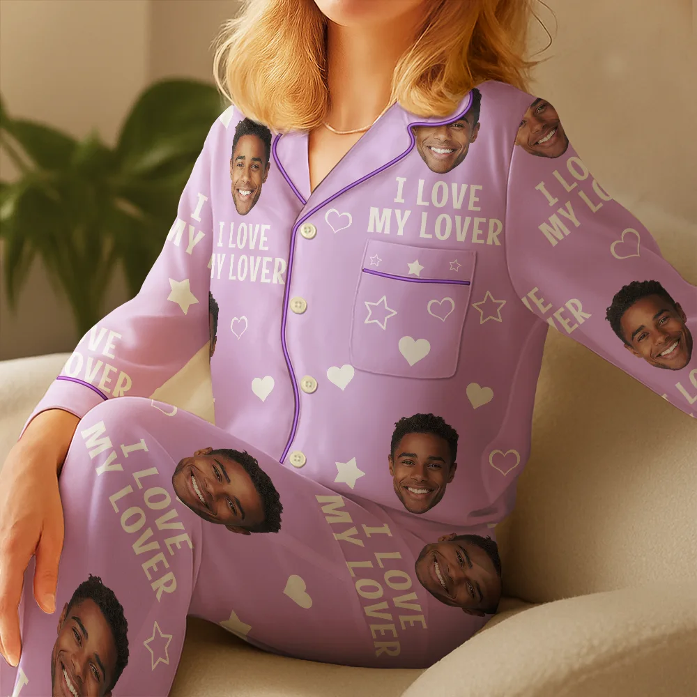 Custom Photo Funny I Love My Wife Husband - Personalized Satin Pajama Set - Image 5