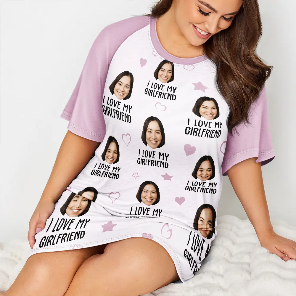Custom Photo Funny I Love My Wife Husband - Personalized Women's Sleep Tee - Image 5