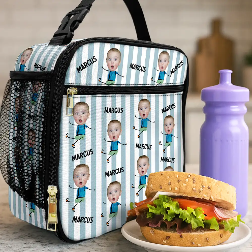 Custom Photo Funny Kid And Name - Personalized Kids Lunch Bag - Image 3