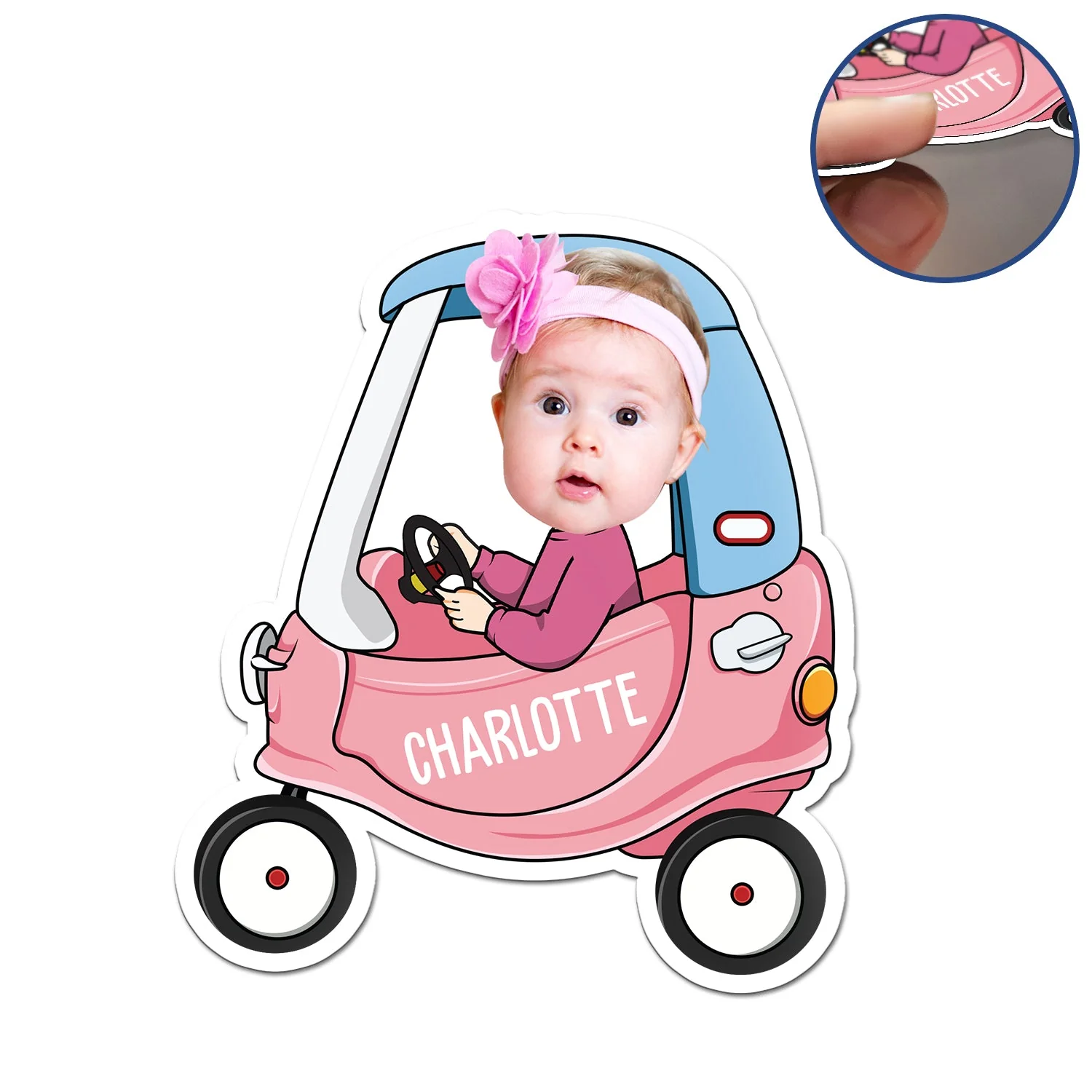 Custom Photo Funny Kid Driver - Gift For Children, Grandkids, Parents, Grandparents - Personalized Magnet - Image 3