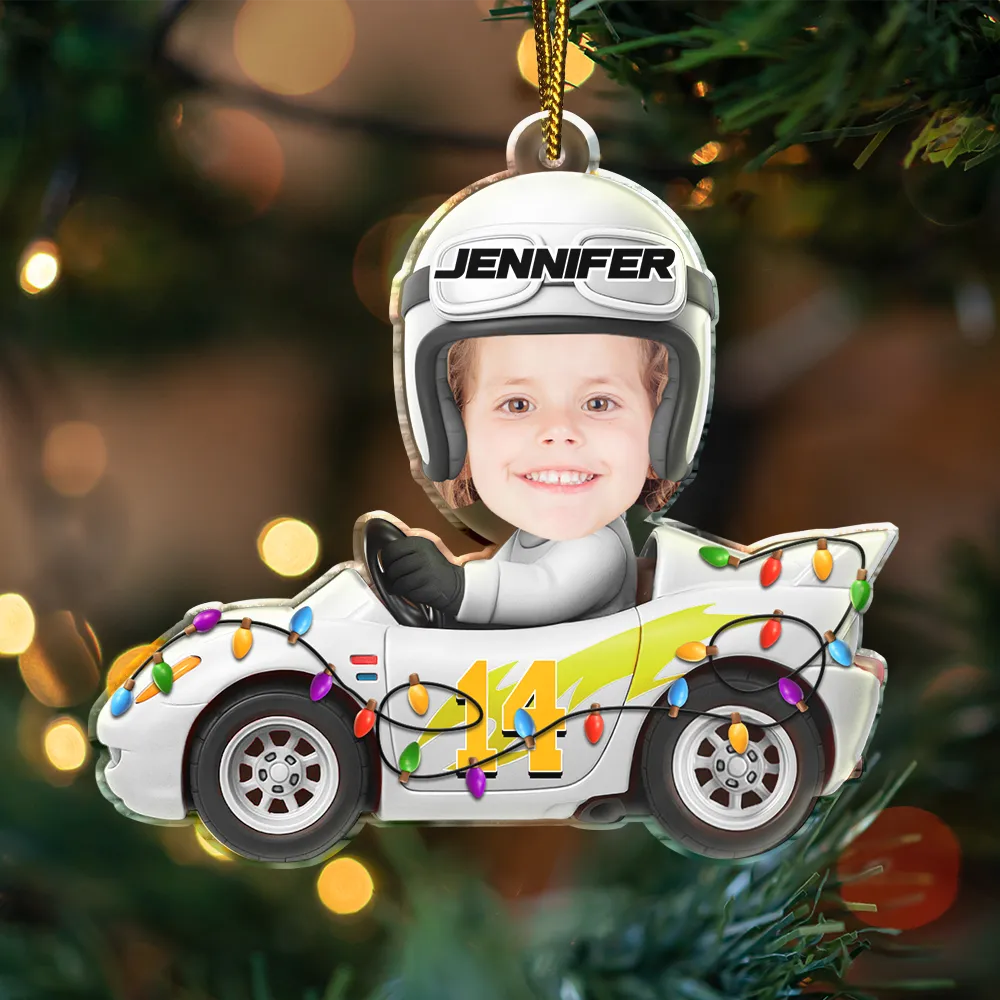 Custom Photo Funny Kid Face Car Toys - Personalized Custom Shaped Acrylic Ornament - Image 4