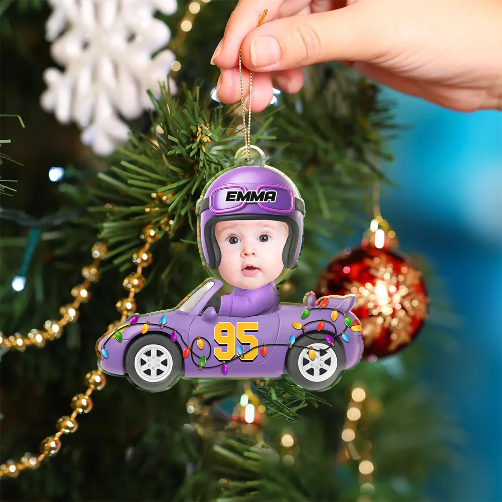 Custom Photo Funny Kid Face Car Toys - Personalized Custom Shaped Acrylic Ornament - Image 5