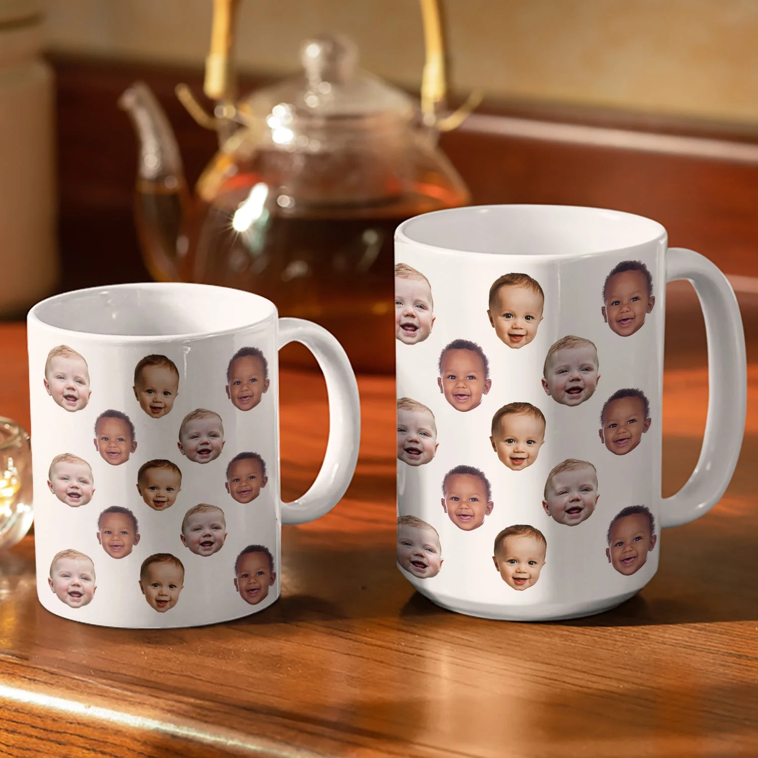 Custom Photo Funny Kid Face - Personalized White Edge-to-Edge Mug - Image 4
