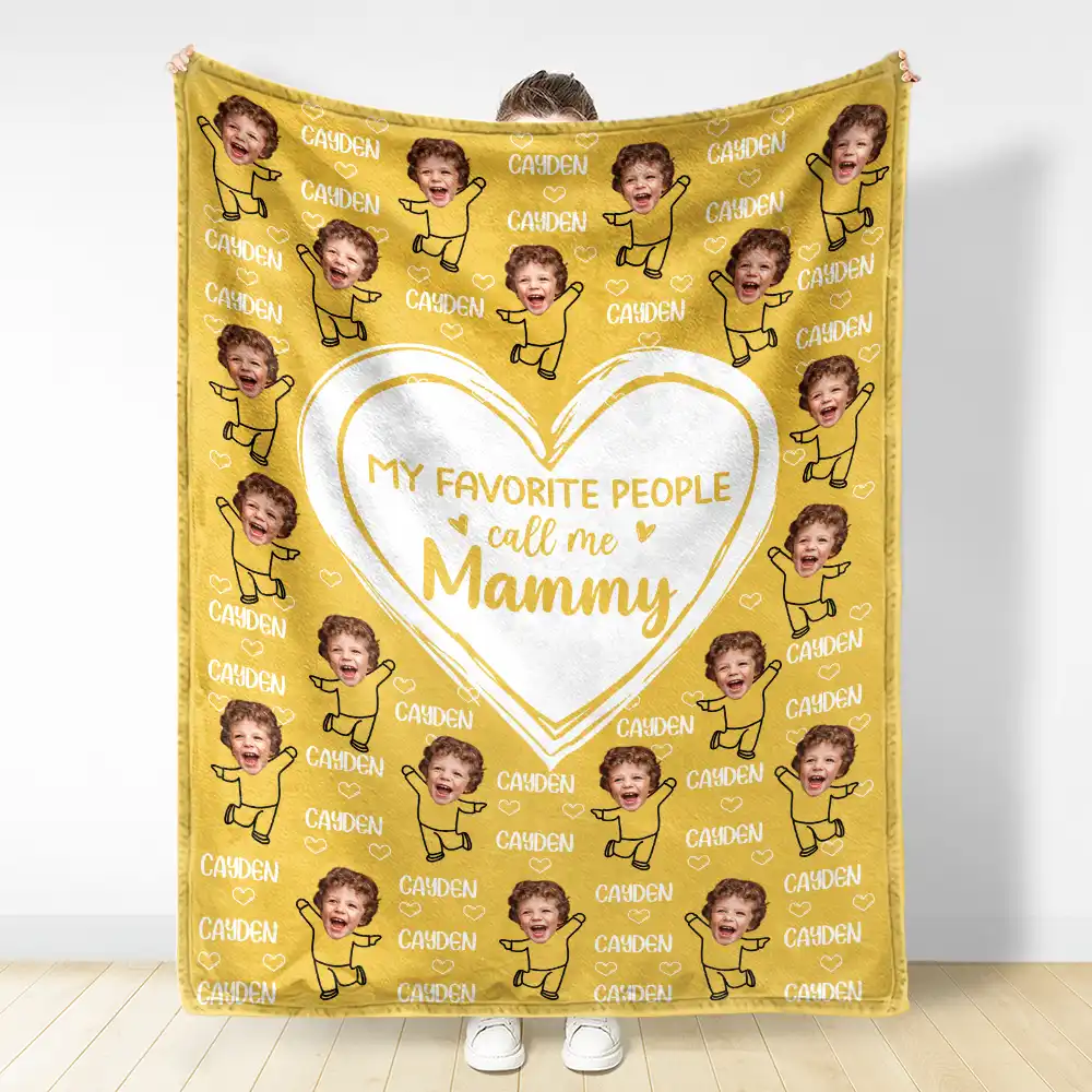 Custom Photo Funny Kid Faces For Grandma, Mom - Personalized Fleece Blanket, Sherpa Blanket - Image 4