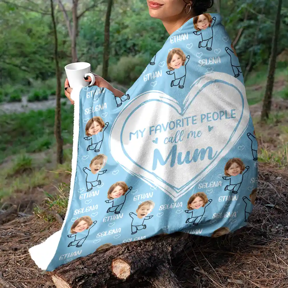 Custom Photo Funny Kid Faces For Grandma, Mom - Personalized Fleece Blanket, Sherpa Blanket - Image 6