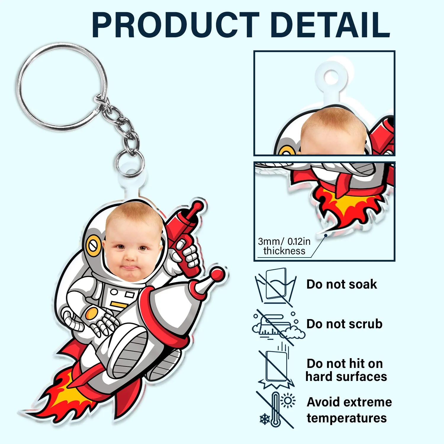 Custom Photo Funny Kid Vehicle - Gift For Children, Grandkids, Parents, Grandparents - Personalized Cutout Acrylic Keychain - Image 6