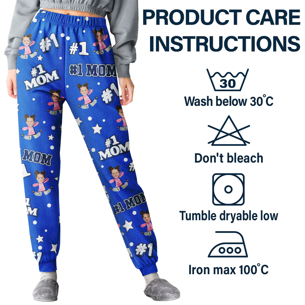 Custom Photo Funny Kids #1 Dad #1 Mom - Personalized Pajama Pants - Image 6
