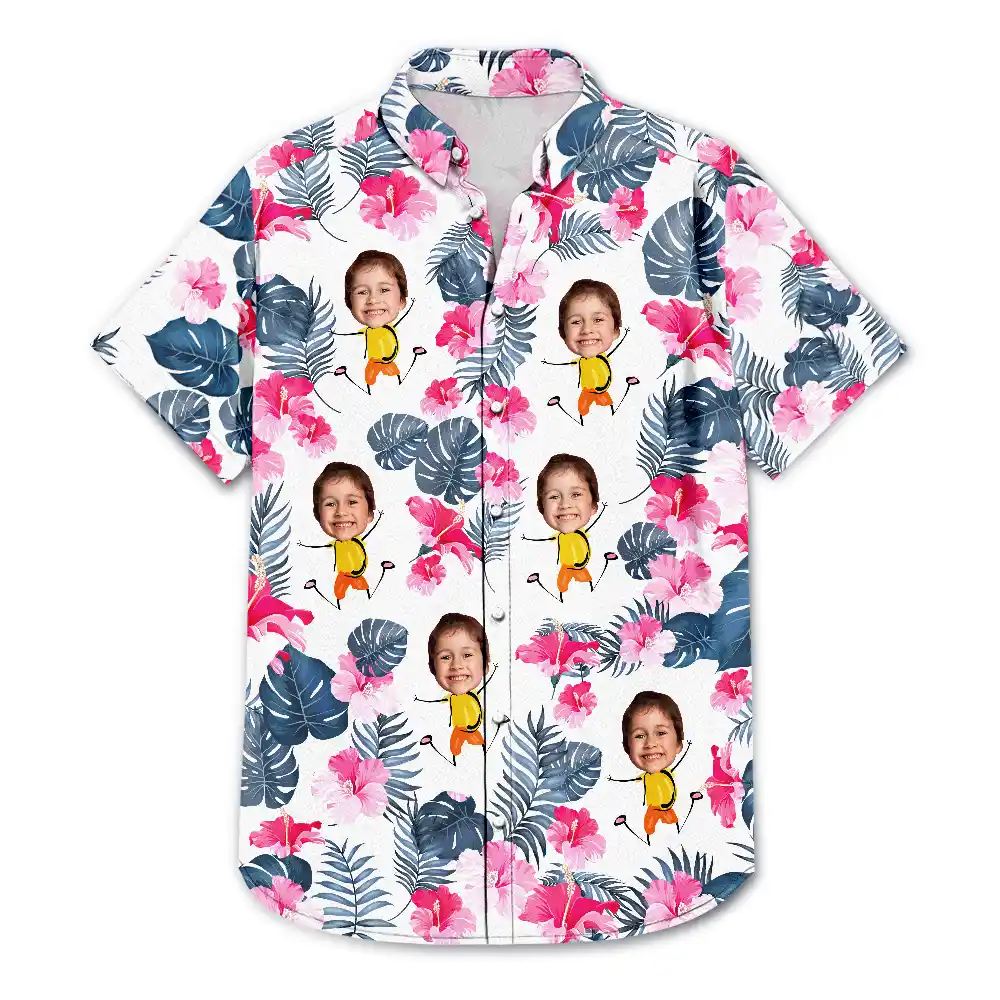 Custom Photo Funny Kids - Personalized Hawaiian Shirt - Image 4