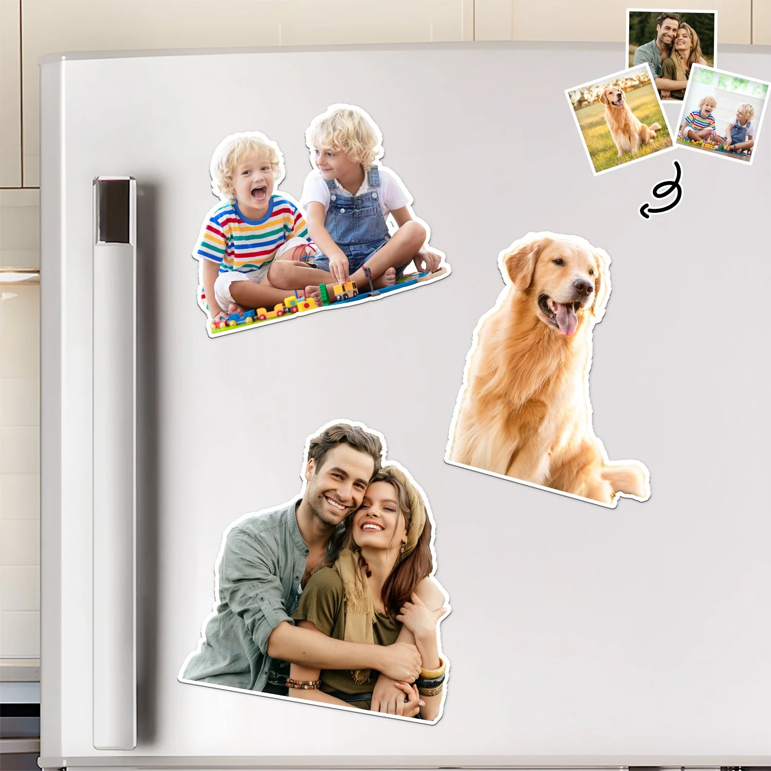 Custom Photo Funny Kids Pet Family - Gift For Parents, Grandparents, Pet Lovers - Personalized Magnet