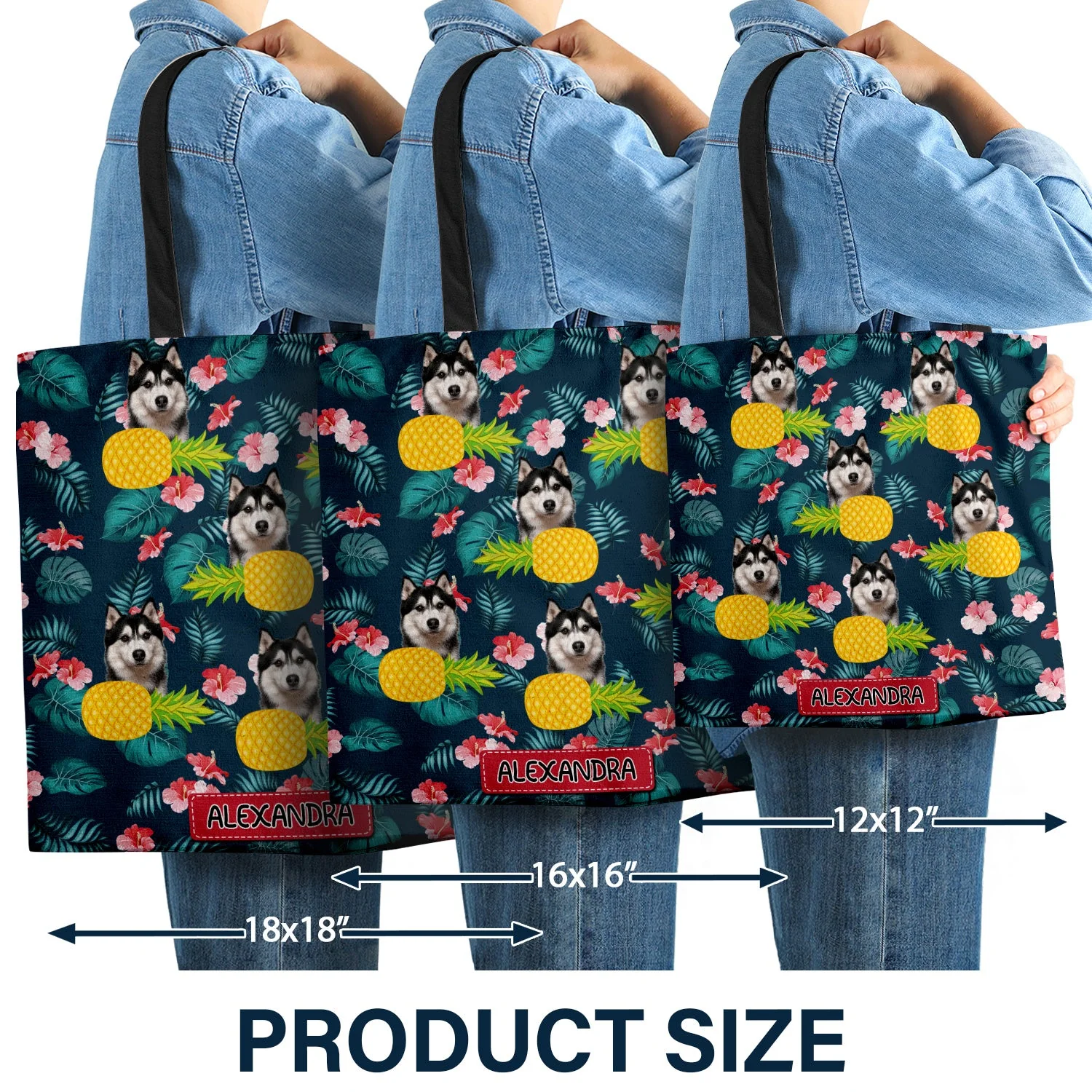 Custom Photo Funny Pet Face - Gift For Women, Dog And Cat Lovers - Personalized Zippered Canvas Bag - Image 4
